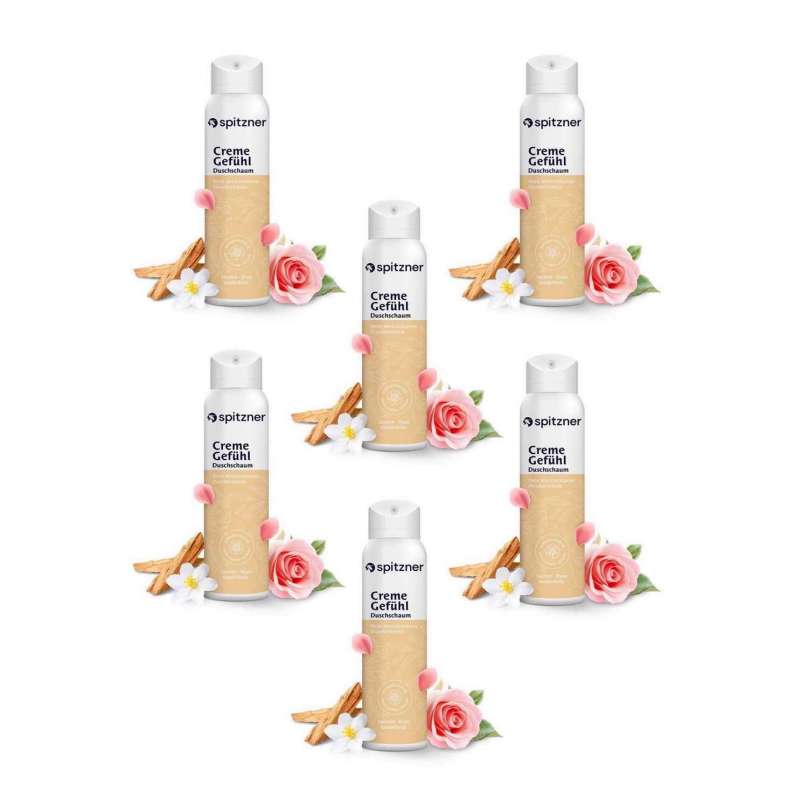 Spitzner Duschschaum Set Creme 6x 50 ml Entspannende Wellness-Dusche sanft hautverträglich und 100%