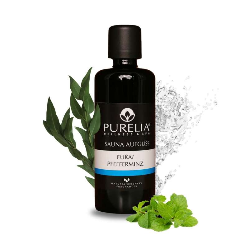 PURELIA Saunaaufguss Konzentrat Euka-Pfefferminz 100 ml natürlicher Sauna-aufguss - reine ätherische