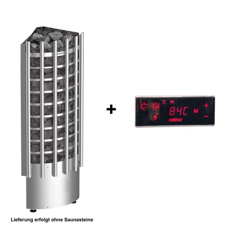 Harvia Saunaofen Glow Corner EE 9 kW SET mit Steuerung Bedienfeld TRC90EE