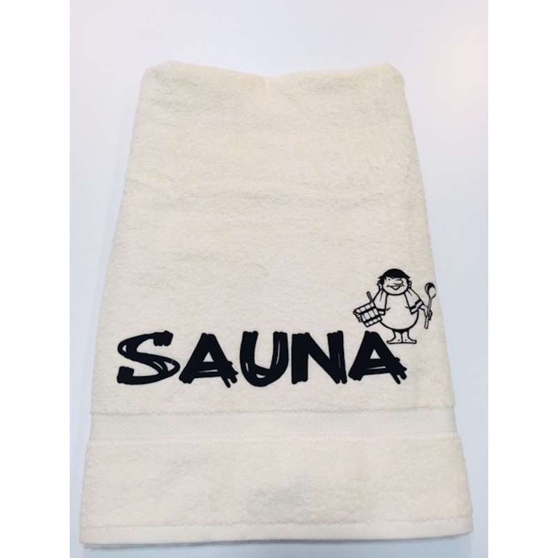 Silver Star Saunalaken Saunatuch natur / braun 70 x 220 cm Aufdruck Sauna