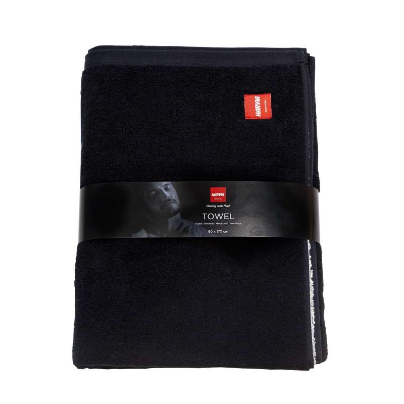 Harvia Handtuch healingwithheat 90 x 170 cm Saunahandtuch Sauna Handtuch schwarz