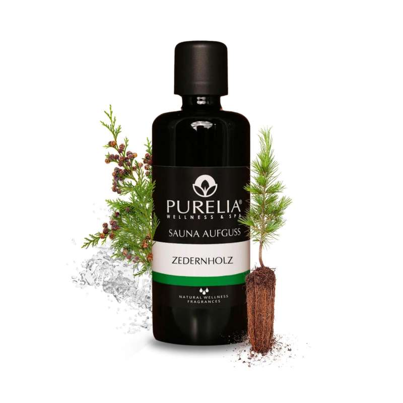 PURELIA Saunaaufguss Konzentrat Zedernholz 100 ml natürlicher Sauna-aufguss - reine ätherische Öle