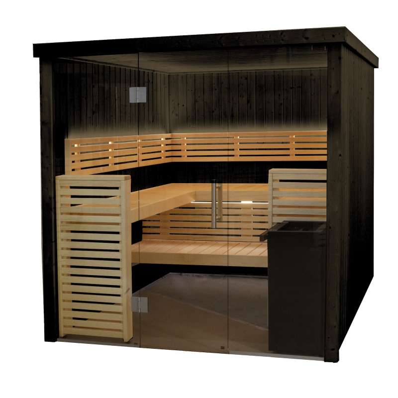 Harvia Fenix 2020S Sauna Saunakabine aus Fichte schwarz Indoor-Sauna 206 x 203 x 201 cm